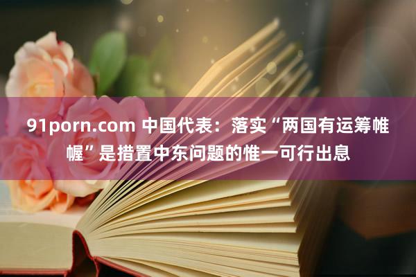 91porn.com 中国代表：落实“两国有运筹帷幄”是措置中东问题的惟一可行出息