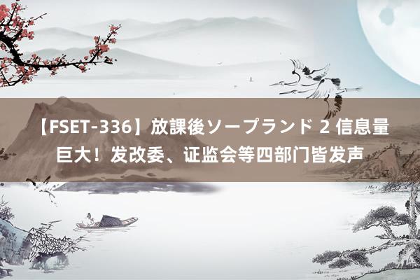 【FSET-336】放課後ソープランド 2 信息量巨大！发改委、证监会等四部门皆发声