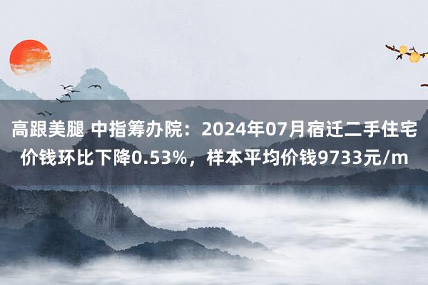   高跟美腿 中指筹办院：2024年07月宿迁二手住宅价钱环比下降0.53%，样本平均价钱9733元/m