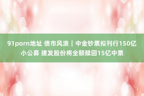 91porn地址 债市风浪｜中金钞票拟刊行150亿小公募 建发股份将全额赎回15亿中票