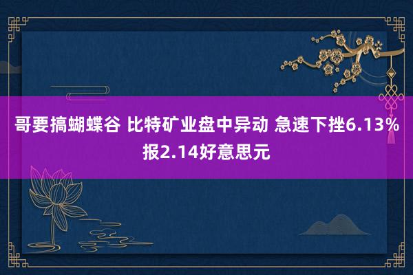   哥要搞蝴蝶谷 比特矿业盘中异动 急速下挫6.13%报2.14好意思元