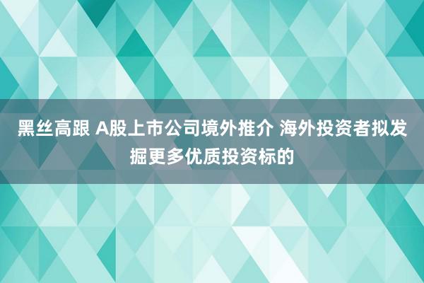   黑丝高跟 A股上市公司境外推介 海外投资者拟发掘更多优质投资标的